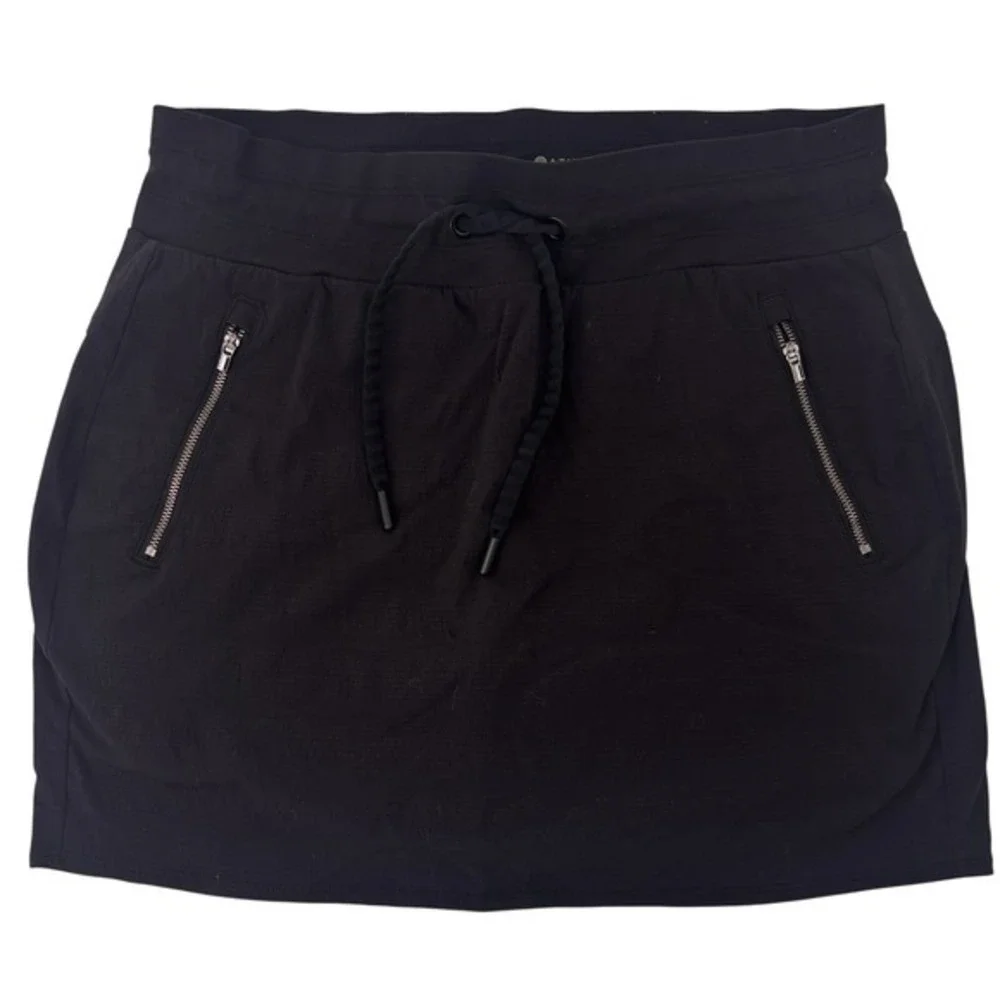 ATHLETA Womens Activewear‎ Skirt Skort Black Sz 10 Pockets Drawstring Athleisure
